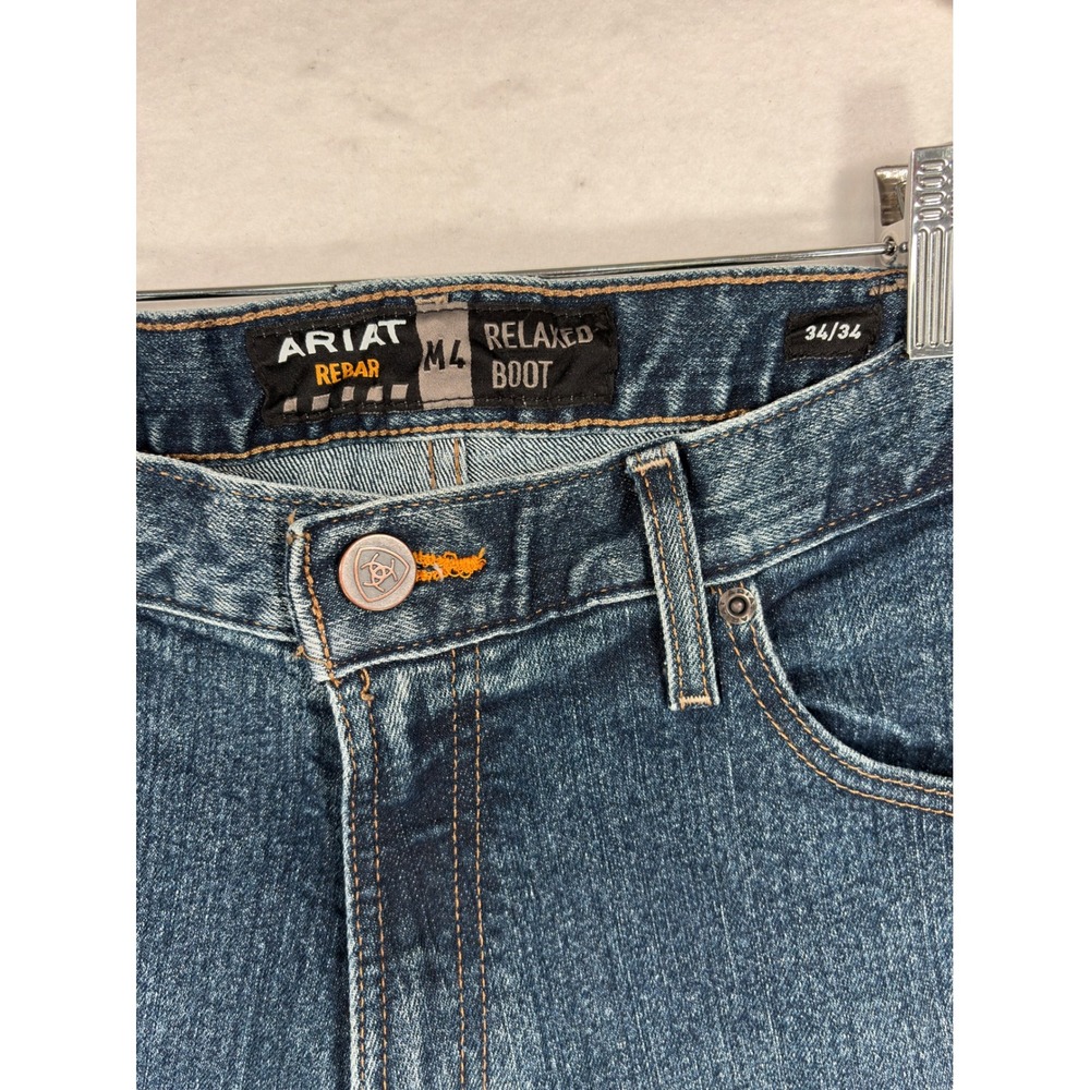 Ariat Rebar M4 Relaxed Boot Mens Jeans Blue Medium Wash Denim 34x34 10016223 - Picture 4 of 11
